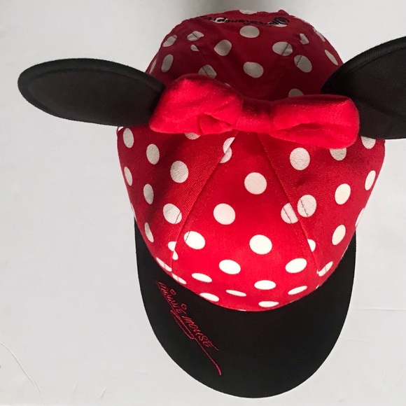 DISNEY Walt Disney World Minnie's Polka Dot Mouse Ears & Bow Baseball Cap - Picture 10 of 10